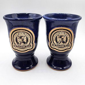 2012 AZ Renaissance Festival Pleasure Feast Navy Blue Hand Made Goblet Mug x 2